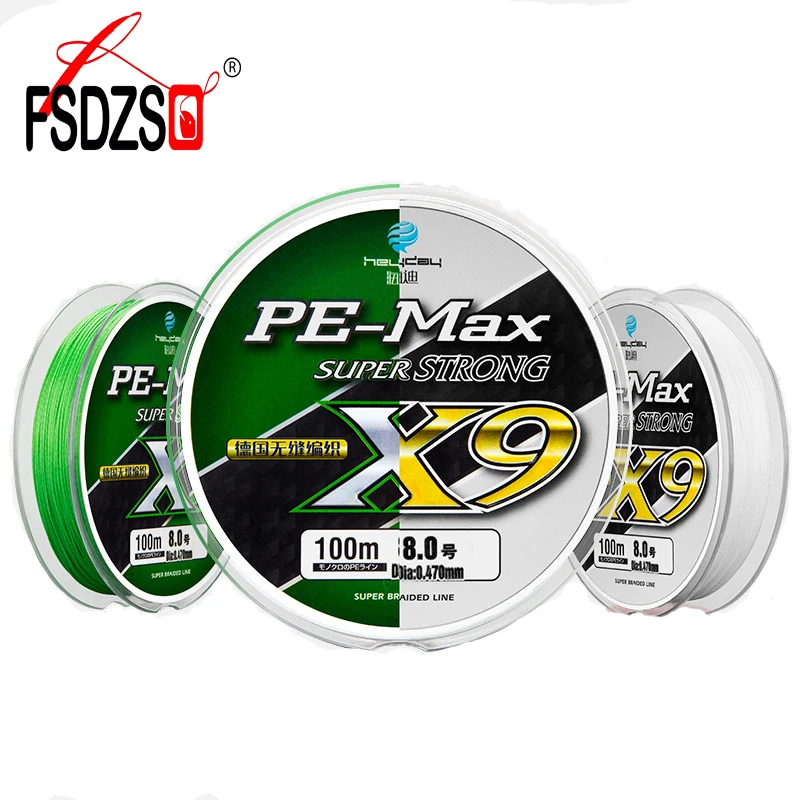 

Germany Imported PE 9X Braided Wire Silk Vigorously Fish Line 100 Meters Strong Braid Fishing Line, White and green