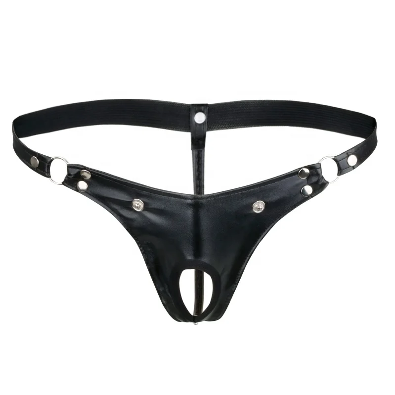 

Faux Leather G-string Panties Bulge Pouch Thong Sexy Underwear Jockstrap Bikini Briefs for Men