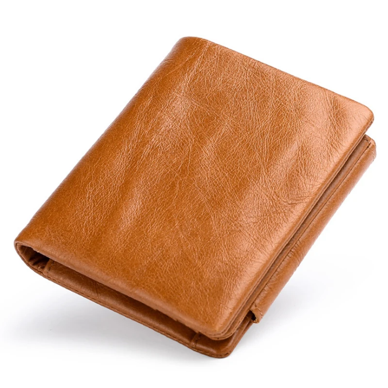 

Genuine Leather Slim Classical RFID Blocking Men Trifold Wallet, Brown or as your requirements