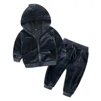 

Wholesale solid hoodies gray comfortable chidren clothing zipper VELOUR kids clothing