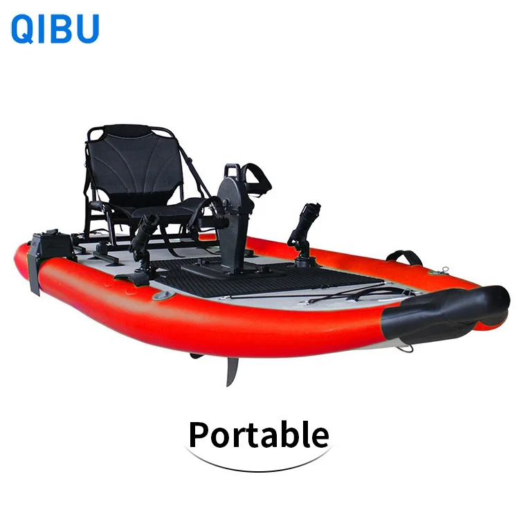 

QIBU China Customized Color 11 Feet 335cm Inflatable Drop Stitch Foot Drive Pedal Fishing Kayak, Multi colors for choices
