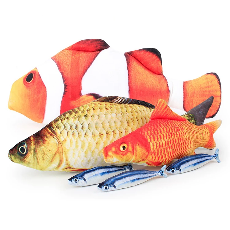 

High Quality Stuffed Soft Plush Chew Fish Cat Toy, As pictures