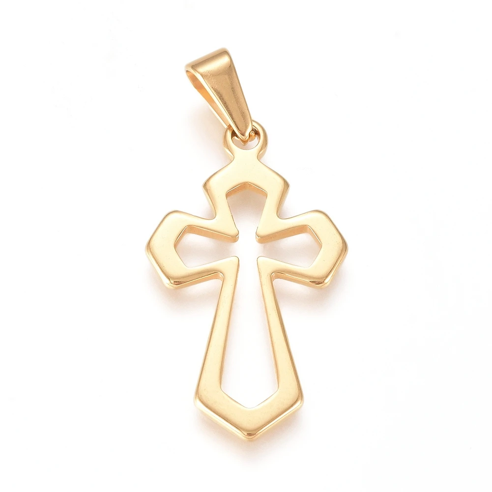 

PandaHall 304 Stainless Steel Gold Cross Large Pendants