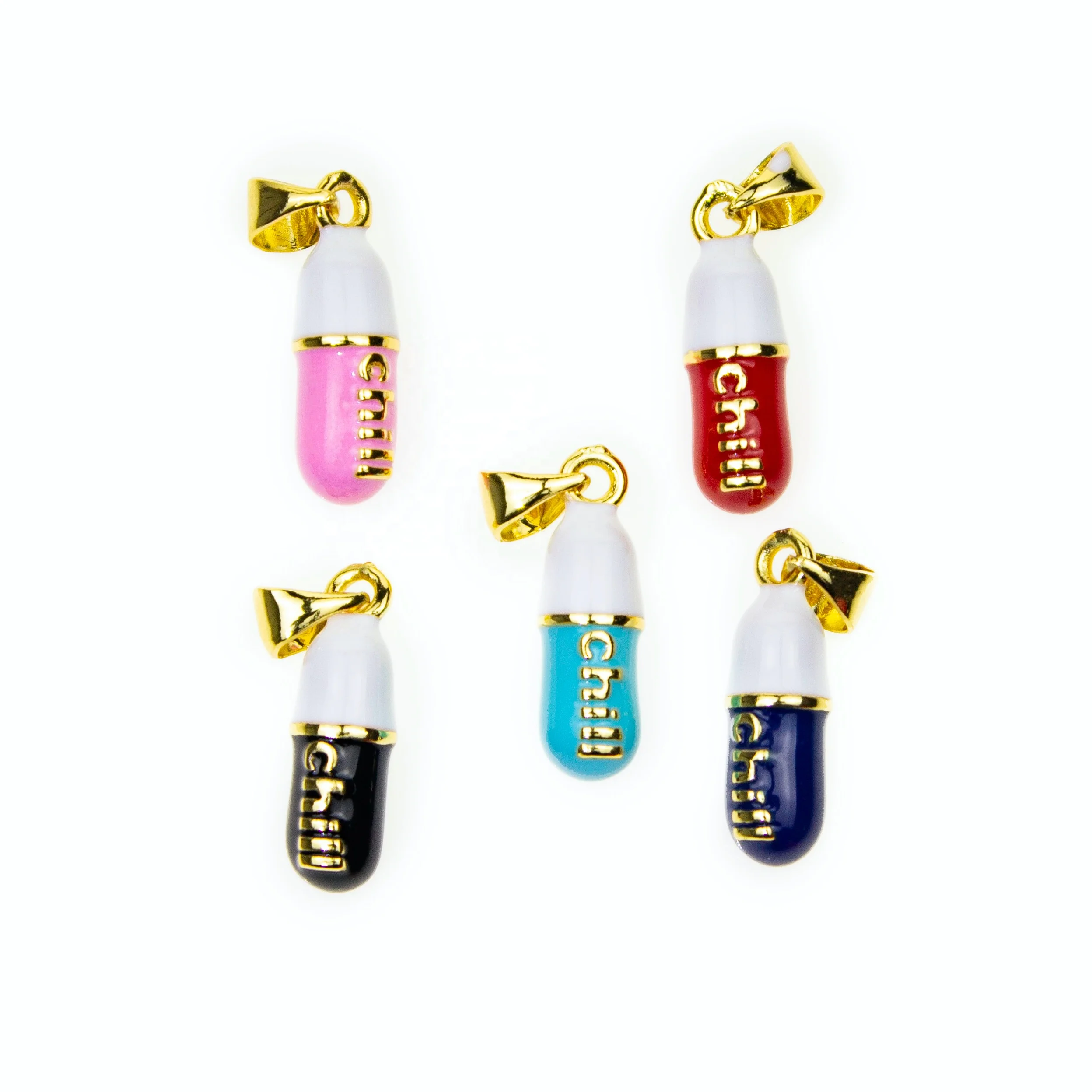 

Chill Pill / Pill Shape Multicolor Enamel Charm also available different words for DIY Fashion Jewelry Bracelet or Necklace