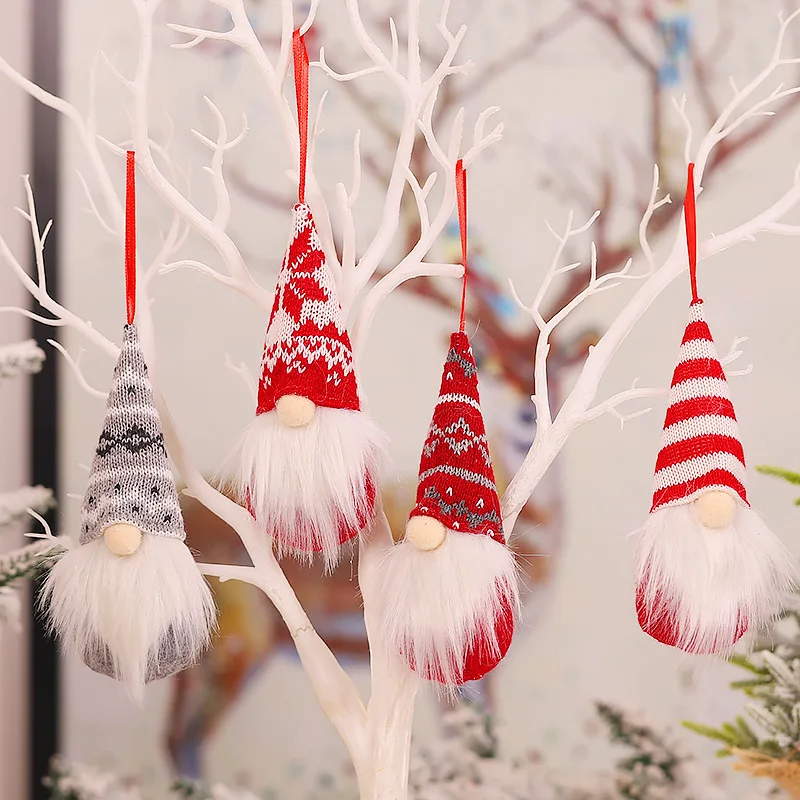 

2023 Christmas Tree Hanging Ornaments Handmade Swedish Tomte Xmas Gnome Faceless Plush Doll Pendants for Christmas Decor