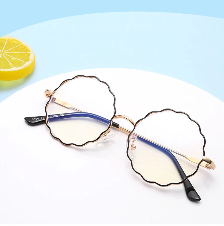 

2021 Newest Fashion Kids Round Optical Frames Kids Flower Glasses Frames Kids Blue Light Blocking Eyeglasses Frames, Any color available