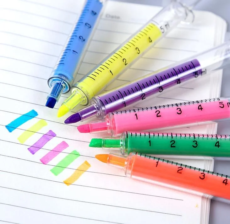 

Multi-color Medical Nursing Pens Syringe Highlighter Pen for Nurse/Doctor