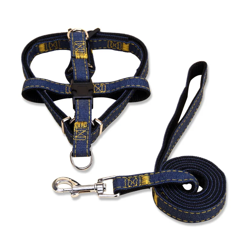 

Pet cat and dog collar rope thickened explosion-proof dog safety rope traction rope leash, Denim blue