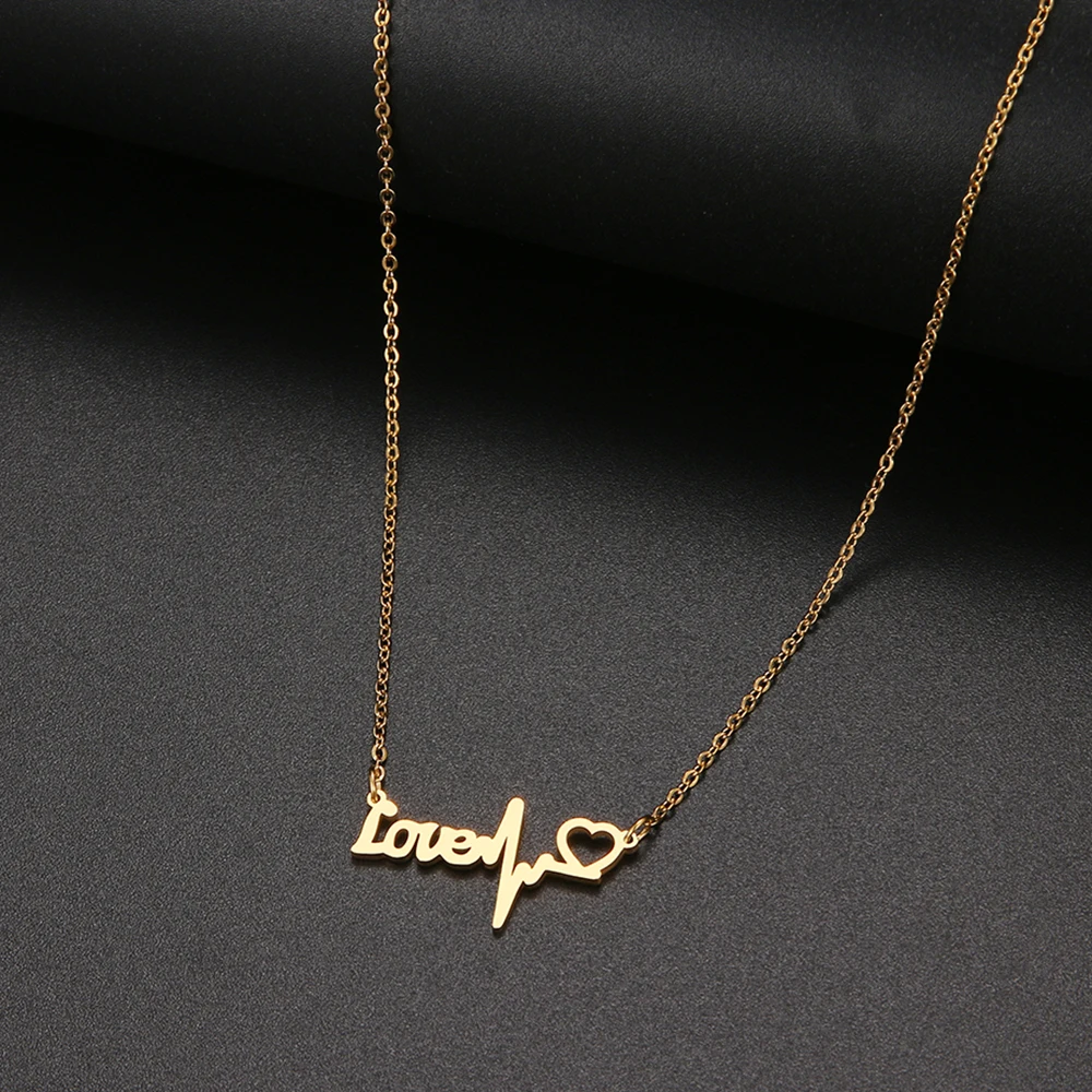 

316L Stainless Steel Necklace LOVE Heartbeat Simple Fashion Female Heart-Shaped Pendant For Women Engagement Gift Jewelry
