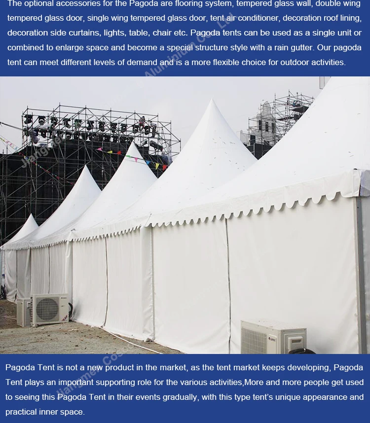 Aluminum Alloy Frame PVC Fabric Pagoda Tent 3x3 4x4 5x5 6x6 8x8 10x10 For Outdoor Event