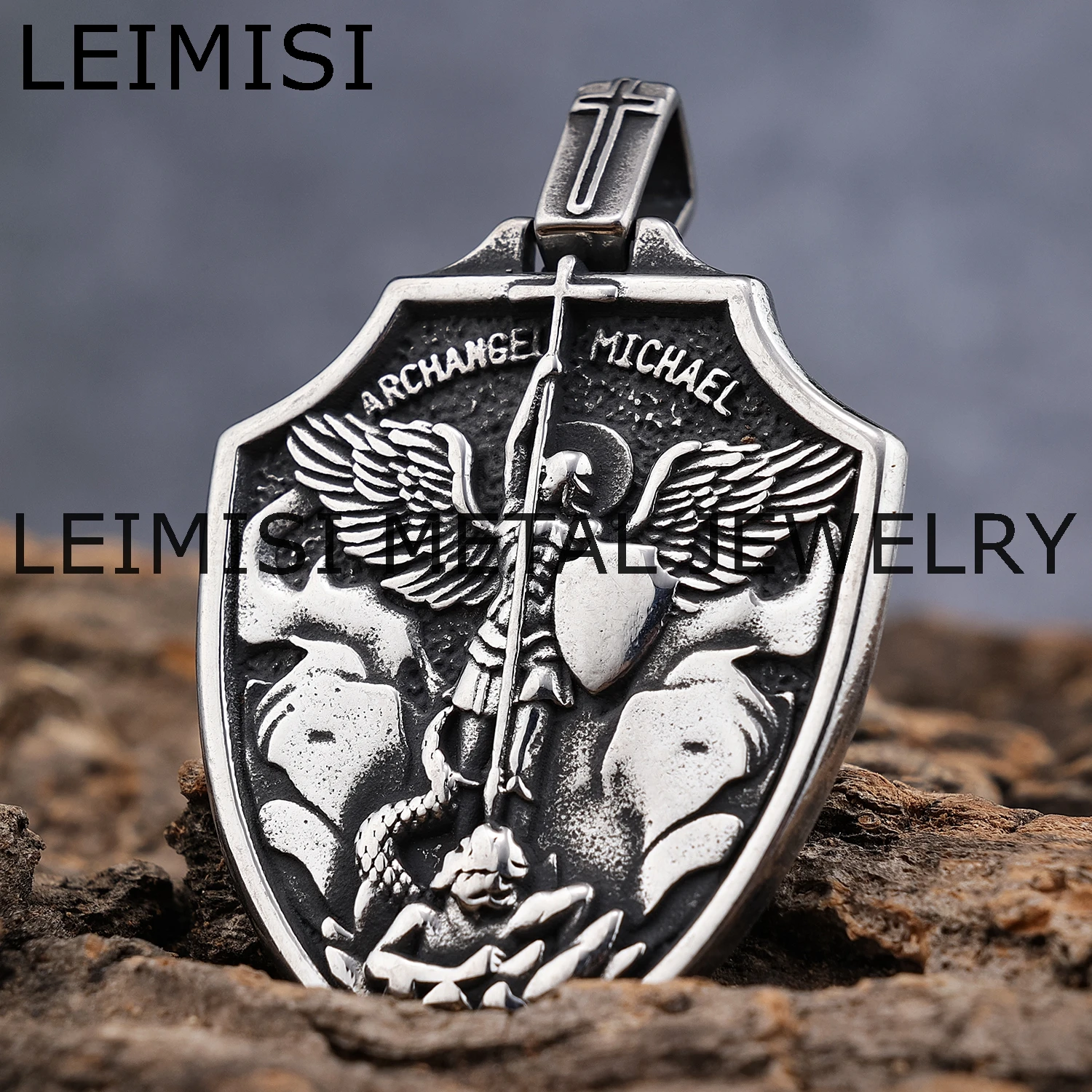 

Catholic Vintage Stainless Steel St Michael the Archangel Pendant Amulet for Men Women Jewelry Gift