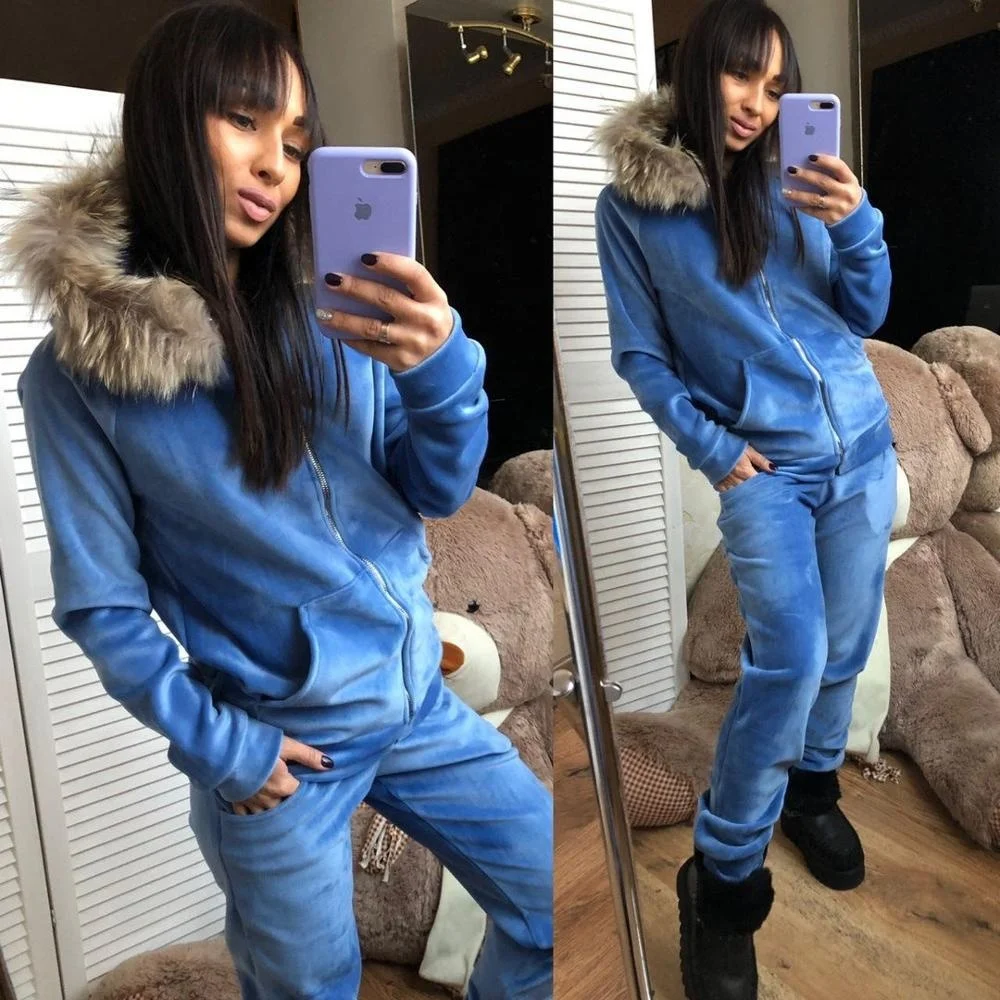 

B62027A 2019 new European and American foreign trade women's sportswear casual sweater set two pieces