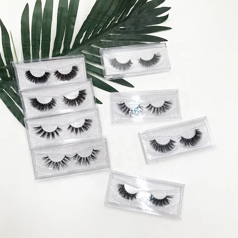 

100% human hair Human eyelashes strip lashes mink lashes with plastic transparent lashes boxes custom private label packaging, As pics show