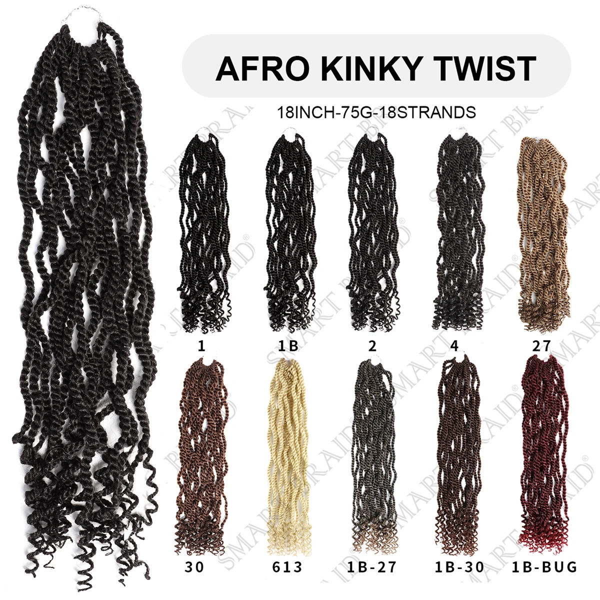 

Laiya Hair Braid Kinky Twist Synthetic Braiding Hair Afro Kinky Twist Hair Shredded Caterpillar Hair