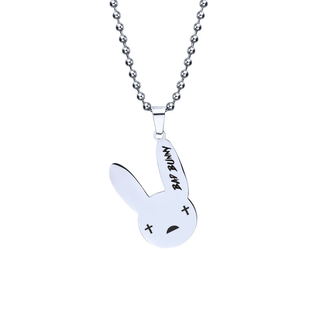 

bad bunny simple stainless steel clavicle chain ruffian rabbit pendant necklace