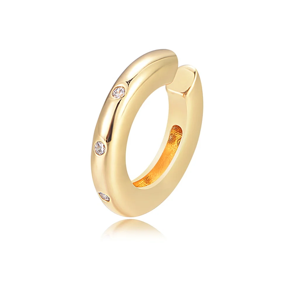 

jewelry vendors minimalist Eternity CZ psj brass 18k gold plated Cubic Zircon single Huggies Earrings for women girls
