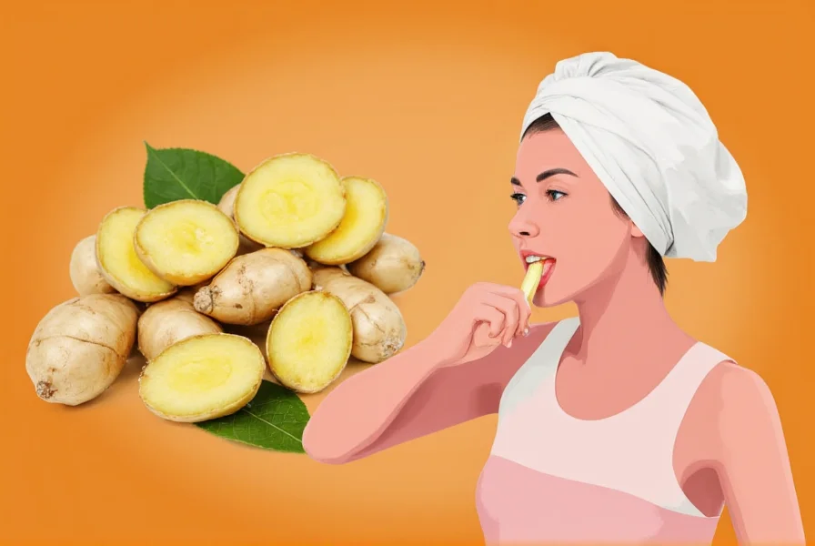 Fresh ginger root with peeled section showing fibrous texture