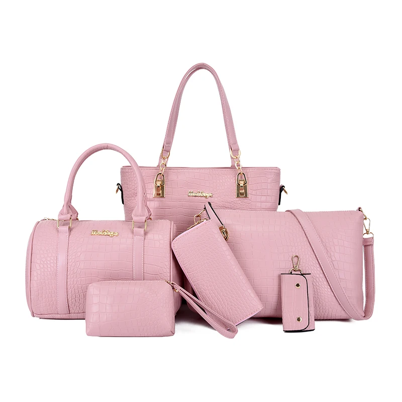 

Women's bag 2021 summer new European and American fashion crocodile pattern one shoulder portable bag mother bag six piece set