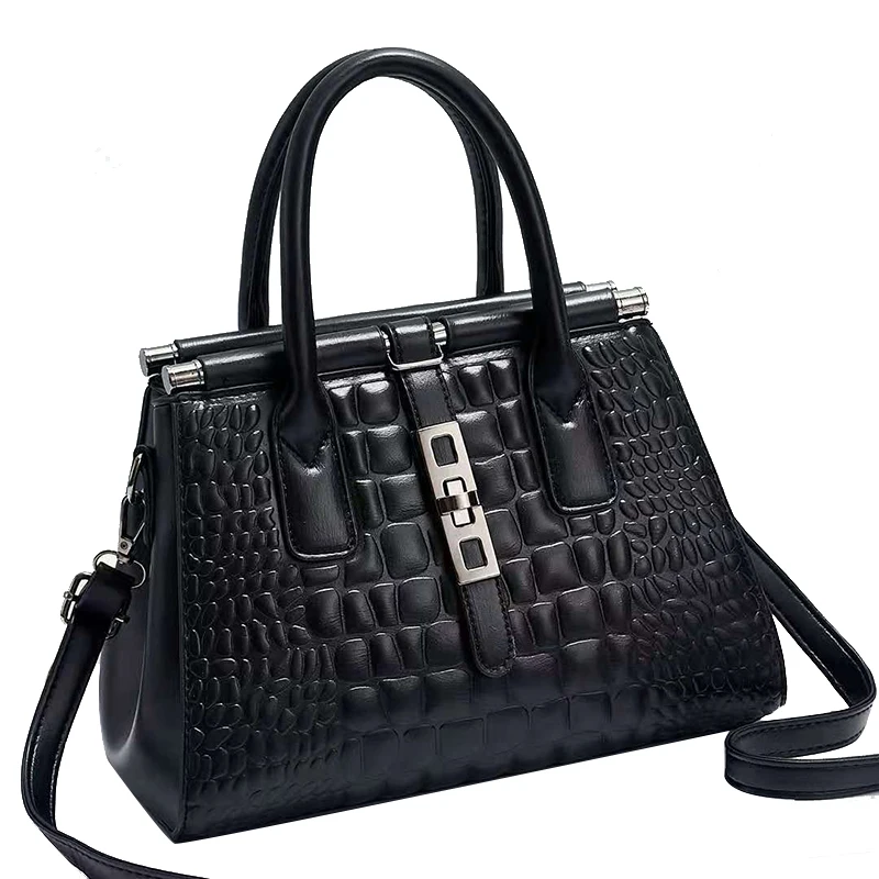 

DL021 27 Female Luxury Leather Bags Solid Color Crocodile Pattern Handbags For Women Hand Bags, Red, black....