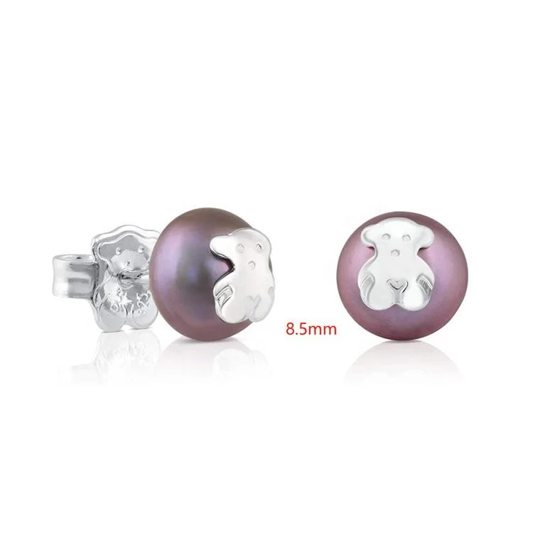 

Classic s925 silver pearl inlaid with silver bear stud earrings fashion jewelry touses Spain