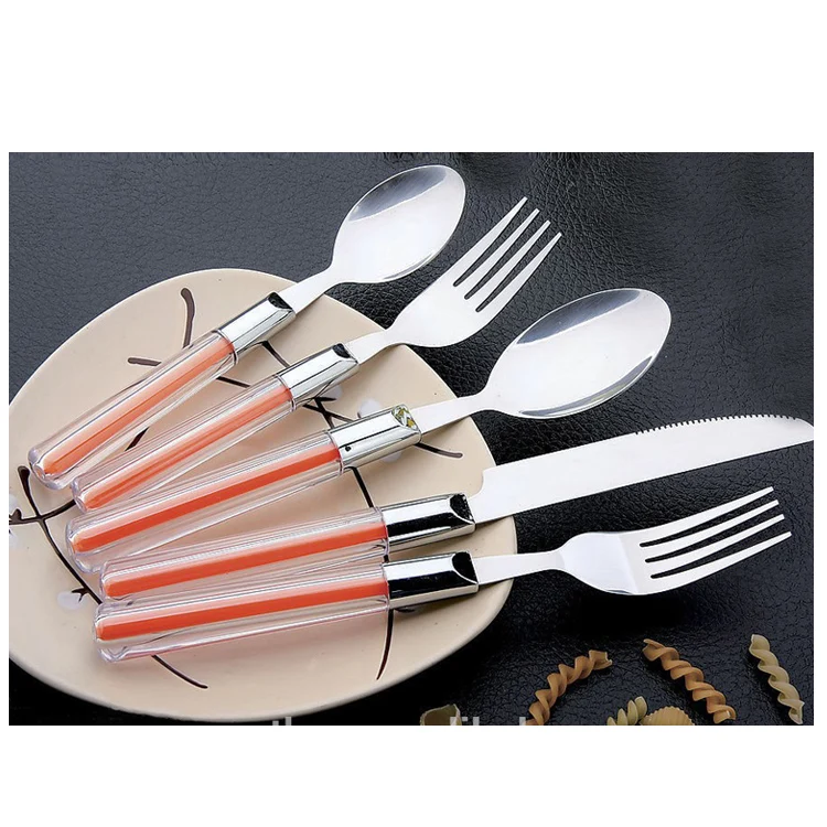 Eco Friendly Plastic Handle Cutlery Set Knife Fork And Spoon