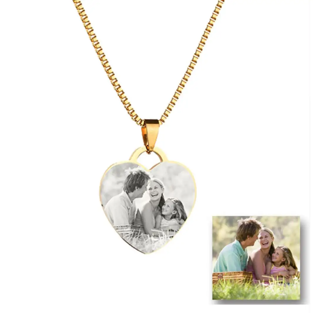 

halskette best friend necklaces engraved photo necklace heart sublimation blanks custom photo necklace