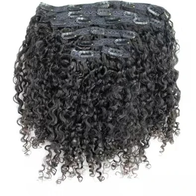 

3b 3c Curly Brazilian Virgin Human Hair Healthy cuticle aligned Hair , 18clips clip in hair extension
