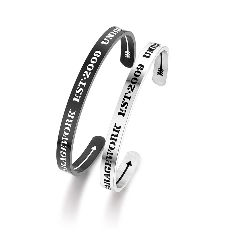

Titanium Steel Bracelet Japanese And Korean Trend Style Bracelet West Coast Gothic Personality Couple Ability Bracelet, Black