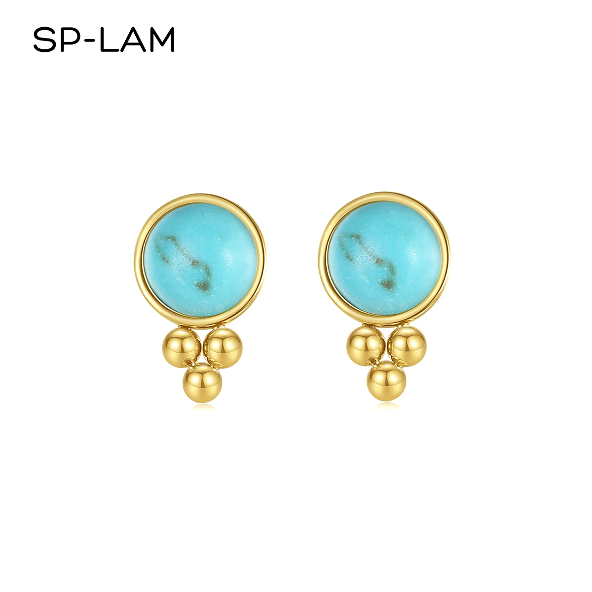 

SP-LAM Kid Cheap Wholesale Natural Stone Small Woman Western Turquoise Real Ear Ring Earring Stud