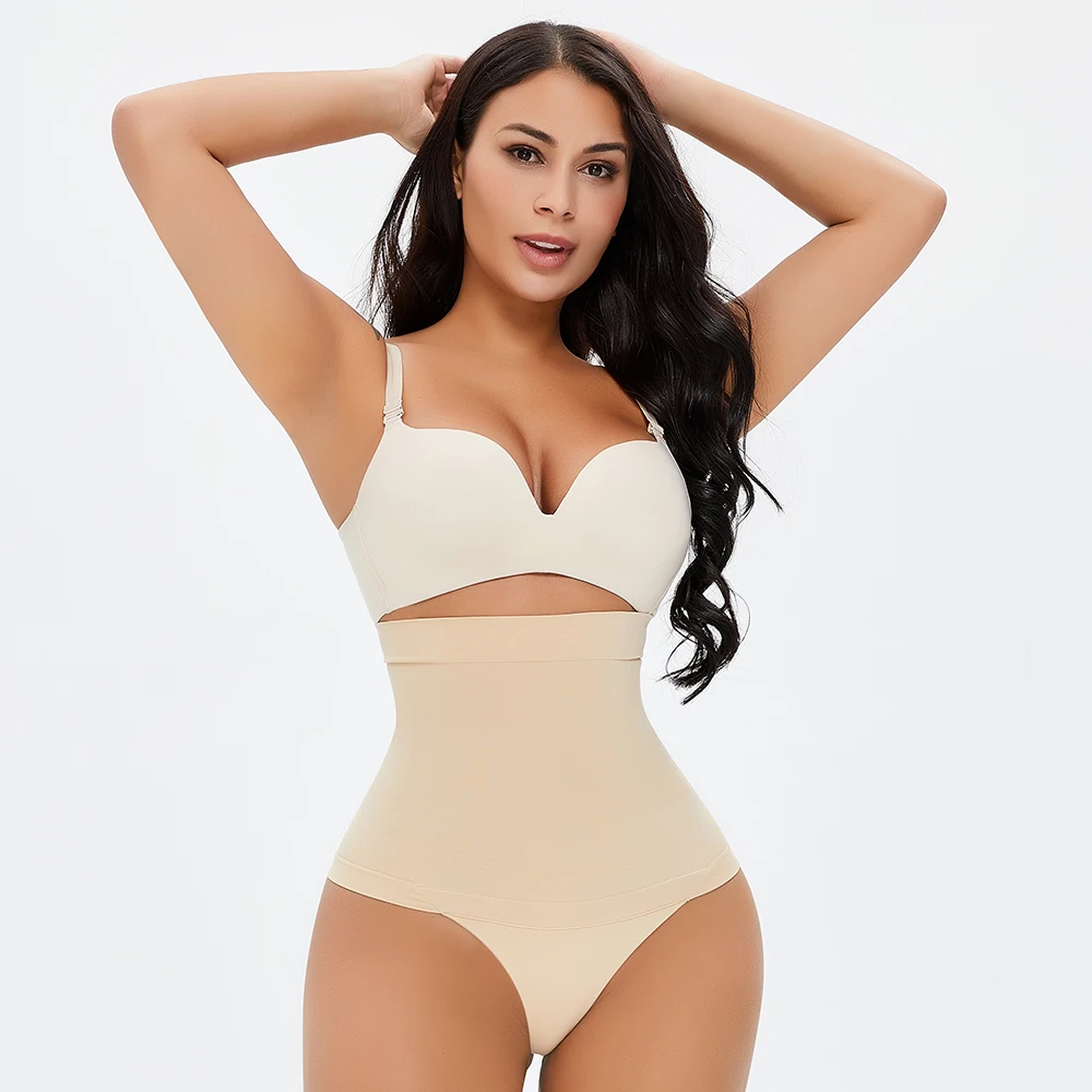 

PINSEN Sexy Bodysuit Waist Trainer Thong Underwear Slimming Shapewear For Women Tummy Control Full Body Shaper for women, Beige black