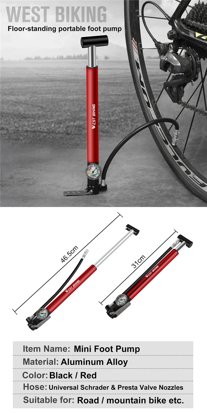 top tube bike pump