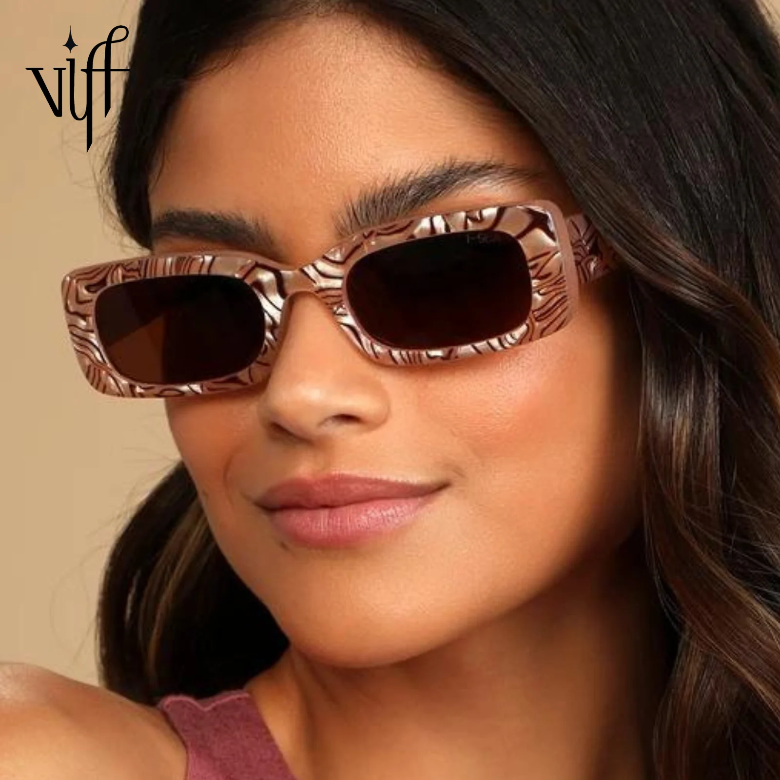 

VIFF HP21208 Wholesale Custom Women Fashion 90s Brand Lentes De Sol White Blue Red Marbling Square Rectangle Sunglasses 2021