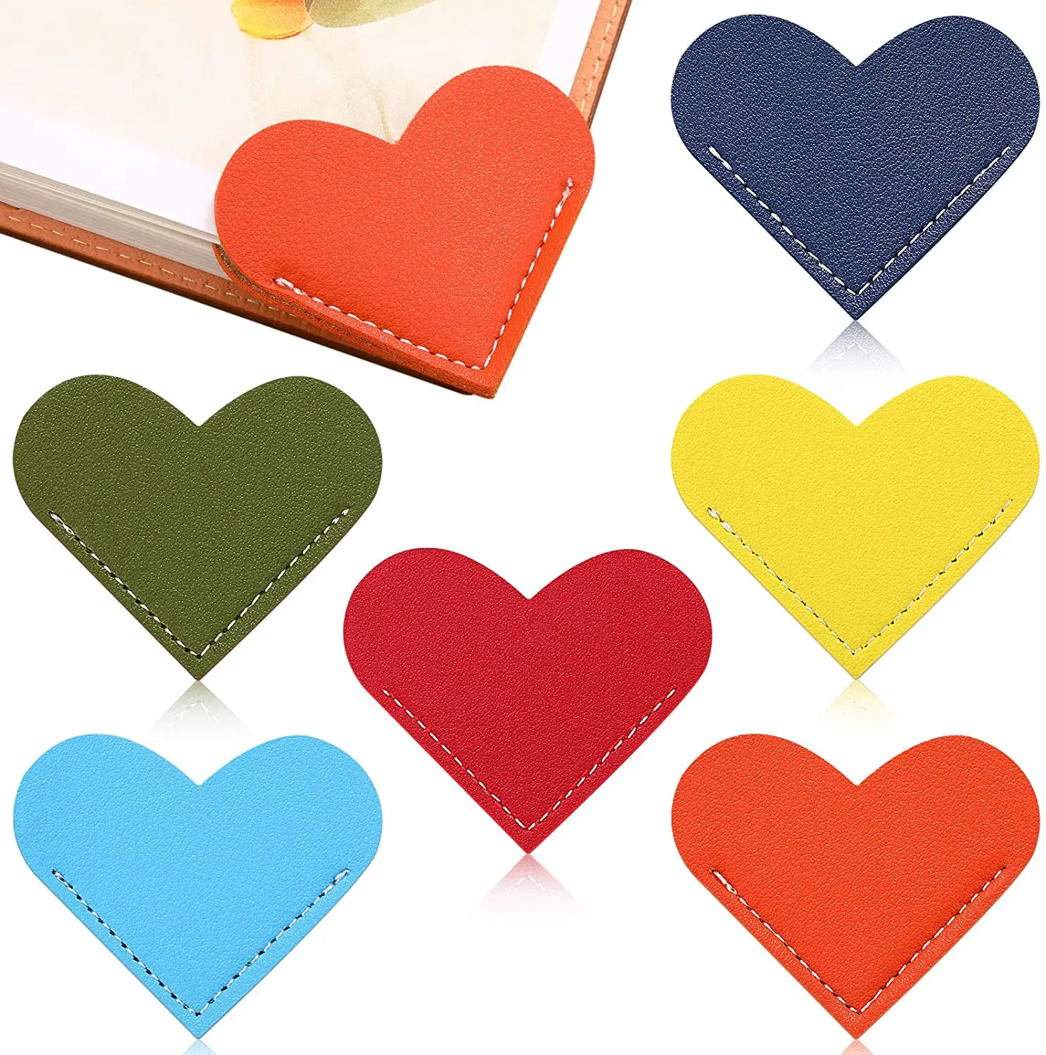 

Multi-colors Leather Heart Page Corner Bookmark Reading Bookmark Bookmarks Decor Craft