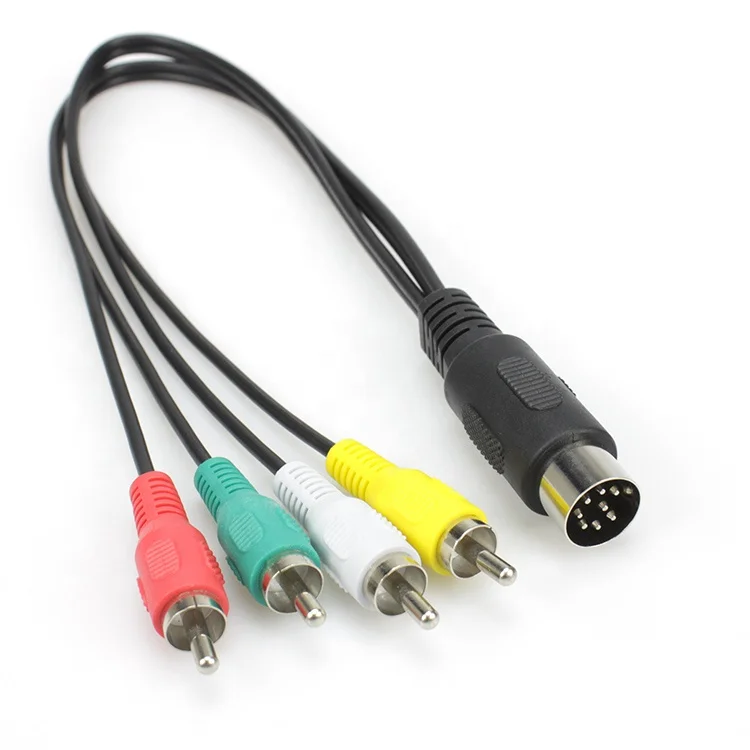 

8 Pin Male Din Plug to 4 x RCA Phono Male Plugs Audio Cable