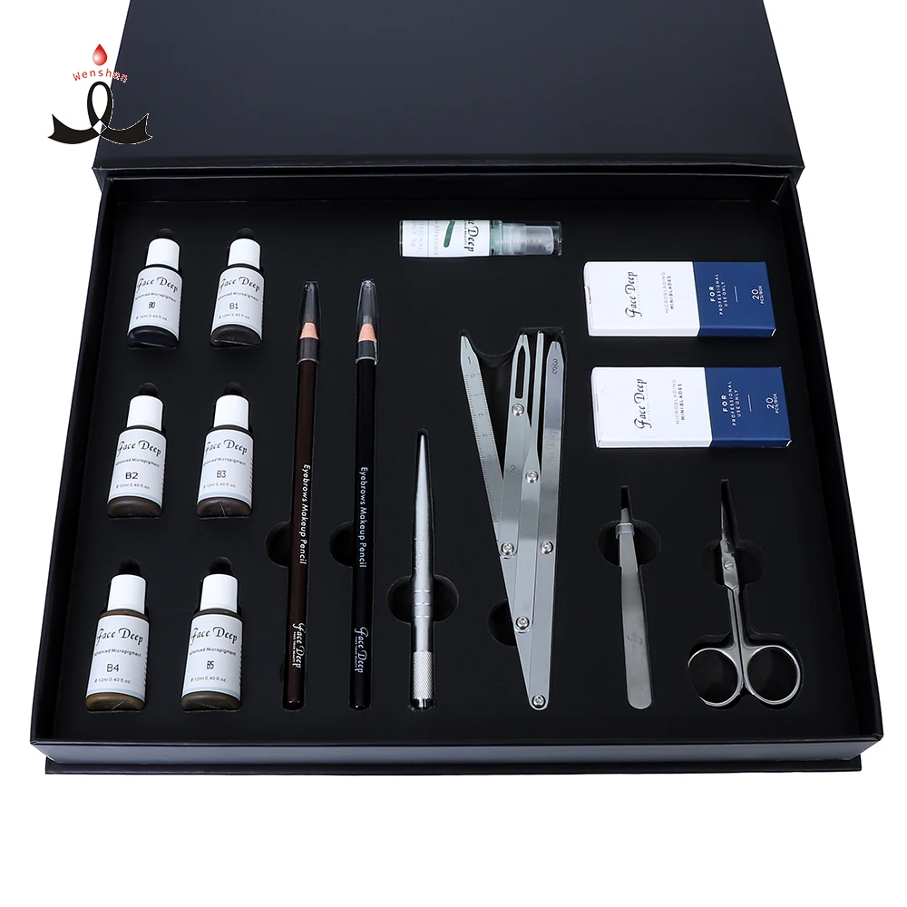 

Wenshen FACE DEEP Advanced Eyebrow Microblading Training Kit Semi Permanent Makeup Eyebrow Embroidery Tool Kit for Academy