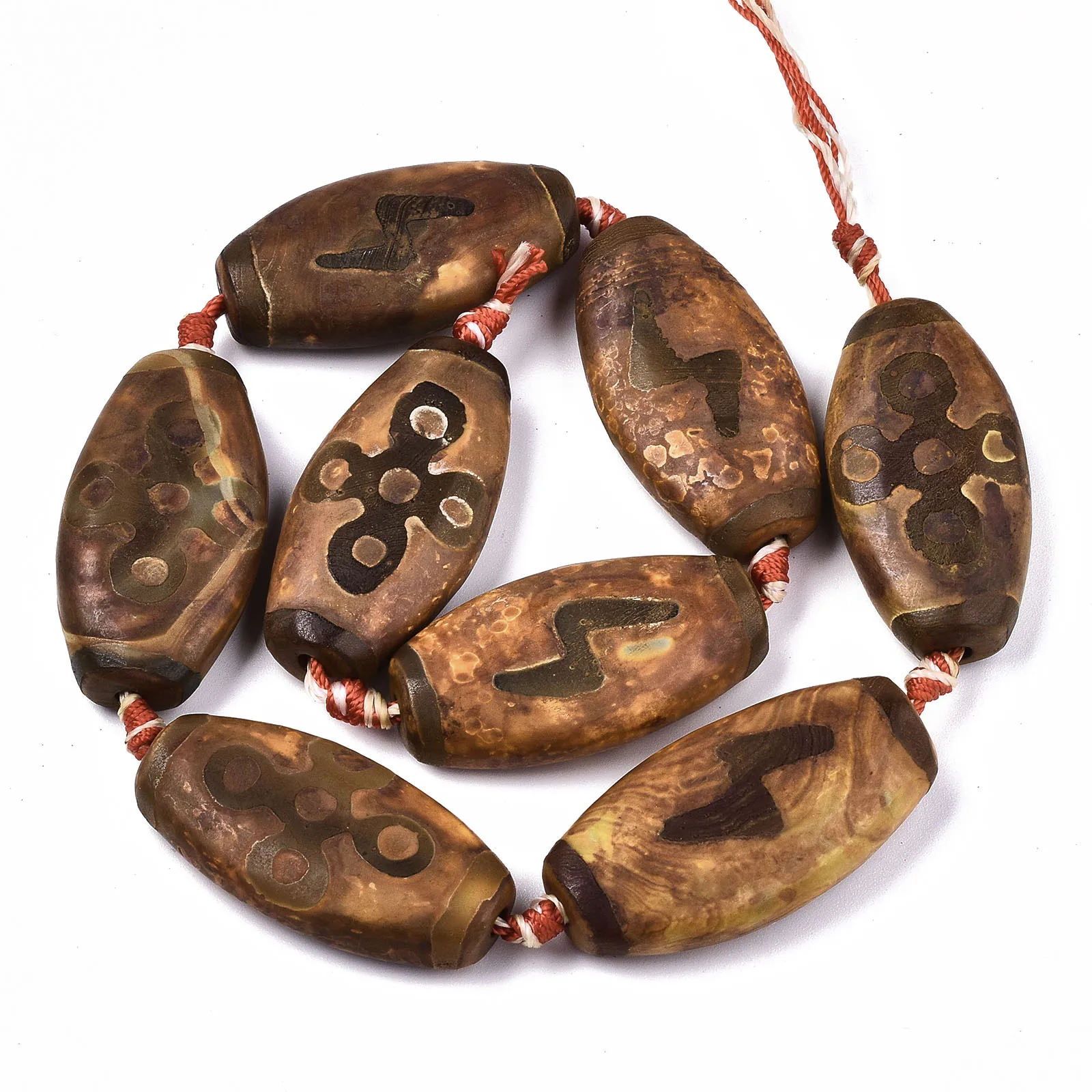 

PandaHall Oval Lighting & 5-Eye Pattern Camel Tibetan Style dZi Beads