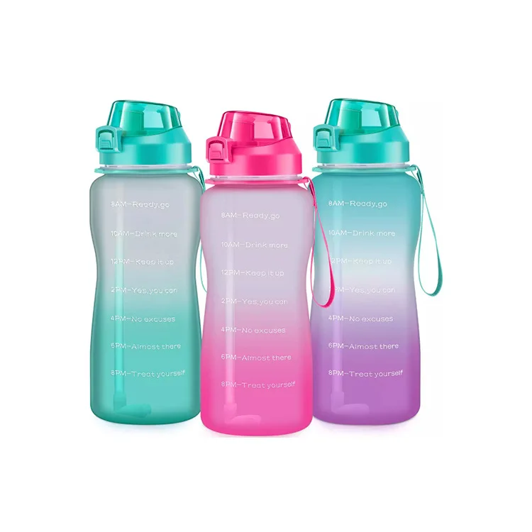 

Ready To Ship BPA Free Colorfu 2.2L/3.8L Plastic Motivational Half Gallon Water Bottle With Flip-Top Lid, Custom color, white,black,blue
