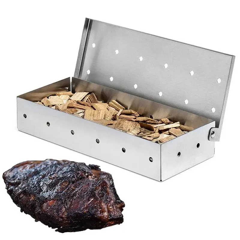 

Wood Chips BBQ Smoker Box for Indoor Outdoor Charcoal Gas Barbecue Grill Meat Infused Smoke Flavor Accessories Smoker Box