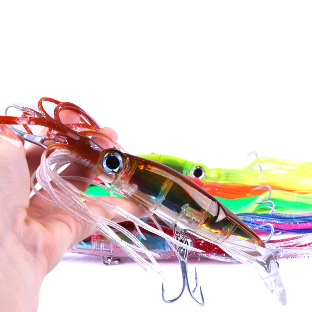 

14CM 40G vivid Rubber Squid Skirts Octopus Soft lifelike Fishing Lures Baits Mixed Colors, As picture