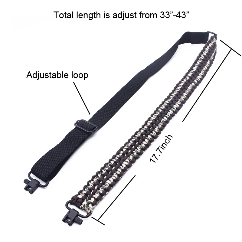 
Extra Wide Adjustable 2 Point Hunting 550 Paracord Gun Sling for Rifle and Shotgun 