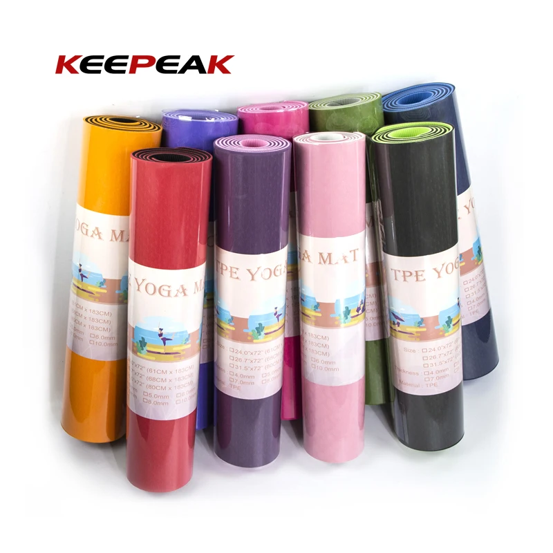 

Keepeak Factory direct selling custom design high quality TPE yoga mats with logo With Best Service, 12 regular colors