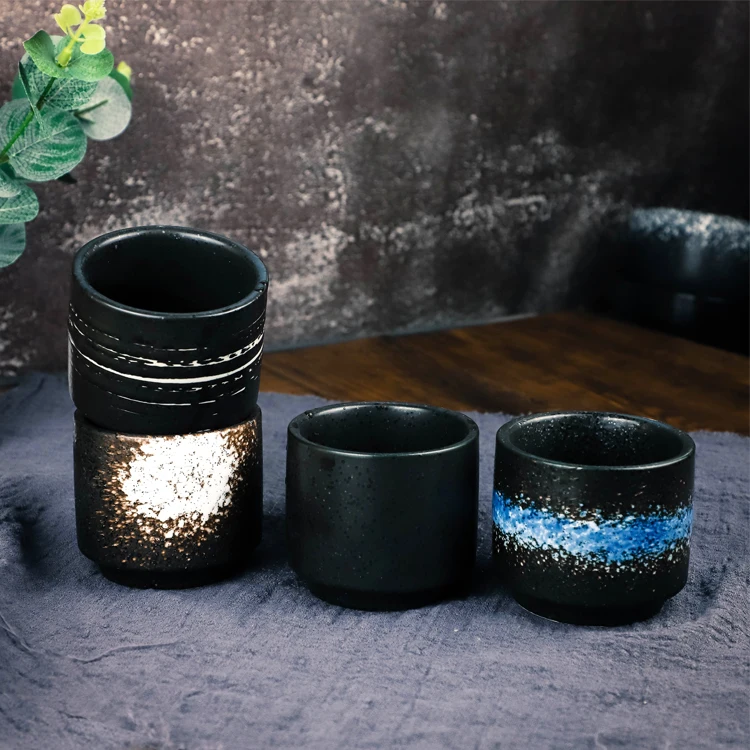 

200ML Eco Friendly Japanese Style Restaurant/Hotel/Home Used Stoneware Ceramic Black Tea Cups