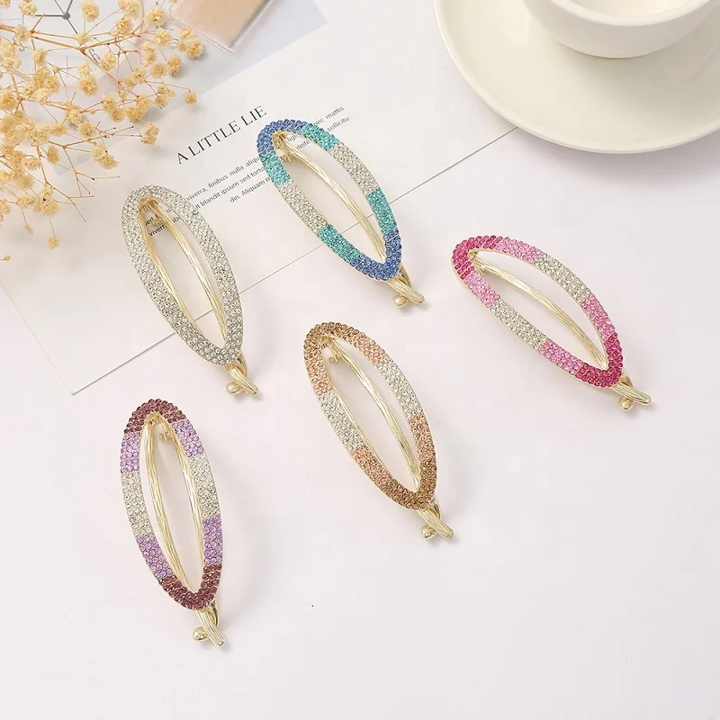 

MIO designer hair clips for women luxury gradient color metal alloy hairpins rhinestones elegant for women girls lady