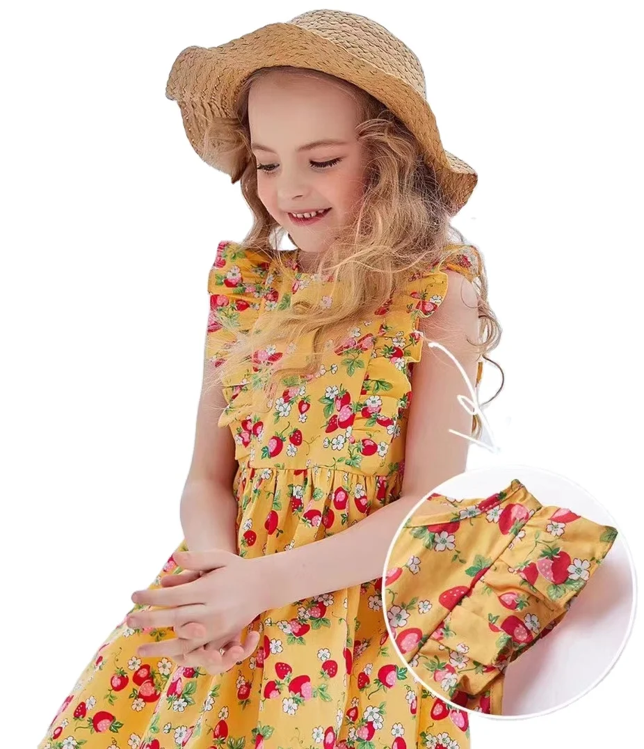 

Wholesale high quality cute and playful strawberry print dress turkey clothes, Small floral print