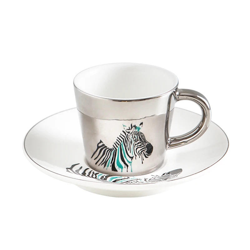 

Fashion design manufacturers eco friendly ceramic tea coffee mirror cup and saucer set