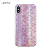 Luxury Laser Electroplated Fish Scale Pattern Shockproof IMD Protective Bumper TPU Phone Case Cover For iPhone X/XS