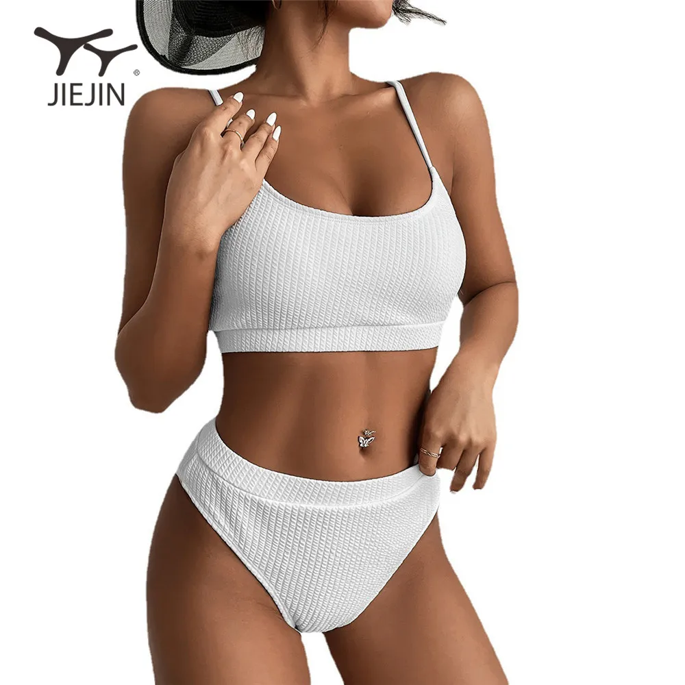 

Fitness Swimwear For Women Two Pieces Women Sexy High Waisted Swimsuit Bottom Tummy Control Ribbed Bathing Set