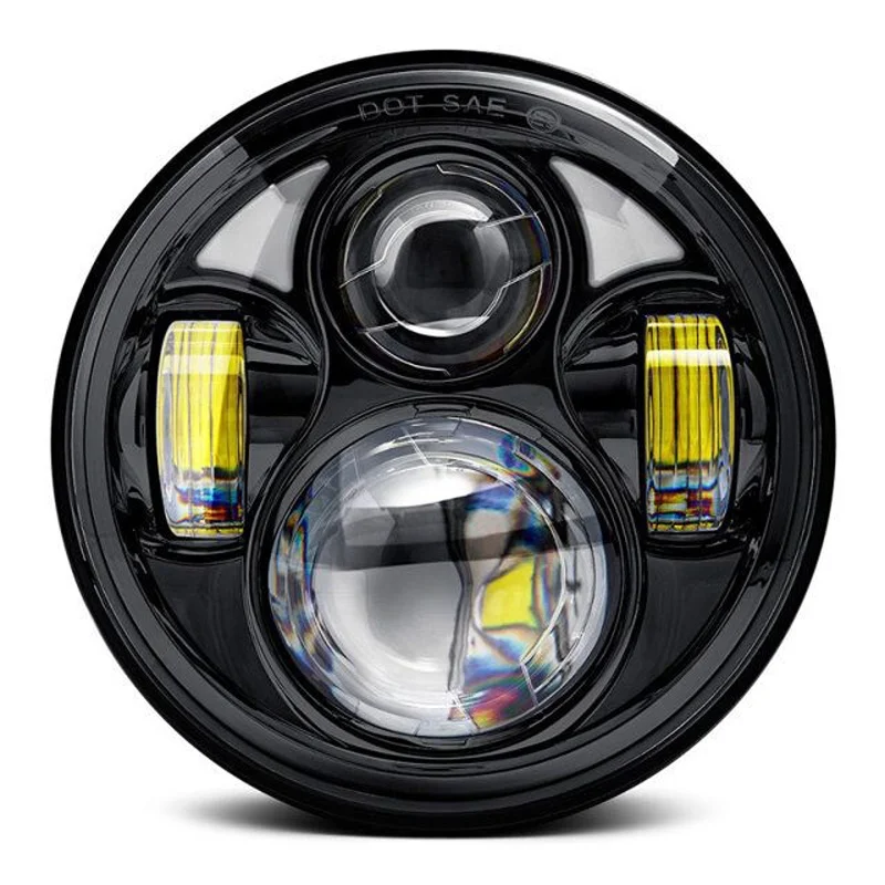 

5-3/4 Inch Round Headlight 5.75 Inch Led Headlight with DRL Low High Beam with 5.7'' LED Headlamp Kit-Black Fit Motorcycle