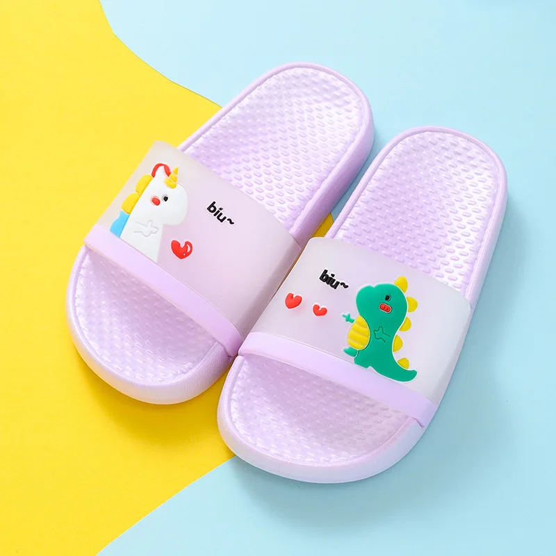 
Summer Beautiful Kids Cartoon Dinosaur Slippers Non-slip PVC Plastic Bathroom Children Boys Girls Sandals Slippers Customized 