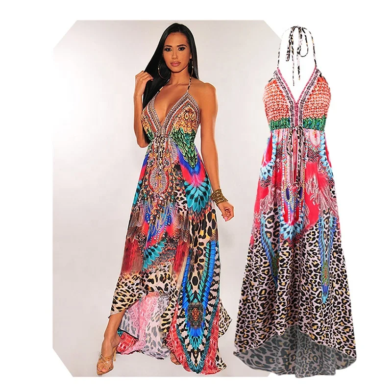 

AIXI Womens Clothing 2021 Animal Print V-neck Casual Dress